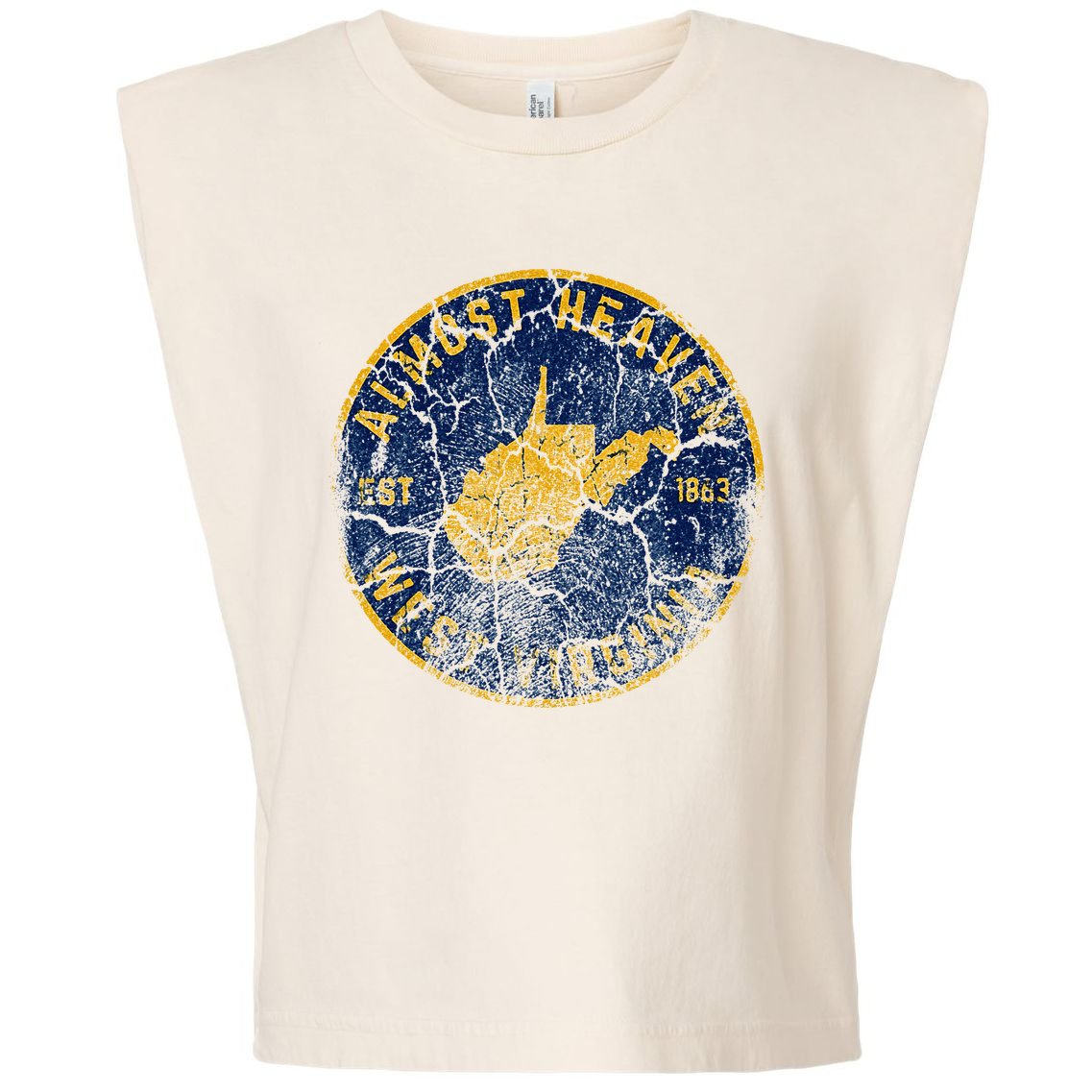 West Virginia Almost Heaven State Map WV Home Vintage 304 Garment-Dyed Women's Muscle Tee