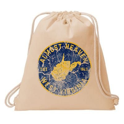 West Virginia Almost Heaven State Map WV Home Vintage 304 Drawstring Bag