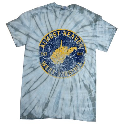 West Virginia Almost Heaven State Map WV Home Vintage 304 Tie-Dye T-Shirt