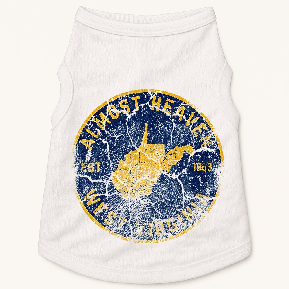 West Virginia Almost Heaven State Map WV Home Vintage 304 Doggie Tank
