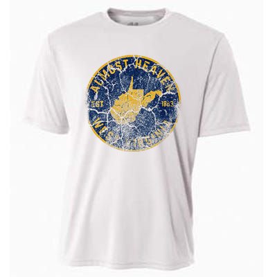 West Virginia Almost Heaven State Map WV Home Vintage 304 Cooling Performance Crew T-Shirt