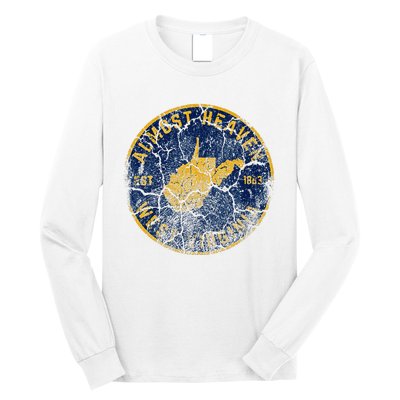 West Virginia Almost Heaven State Map WV Home Vintage 304 Long Sleeve Shirt