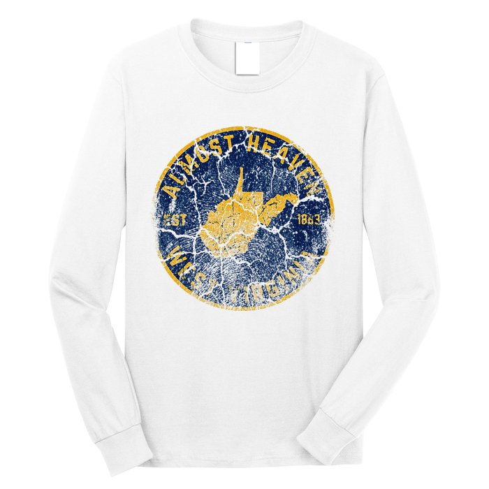 West Virginia Almost Heaven State Map WV Home Vintage 304 Long Sleeve Shirt