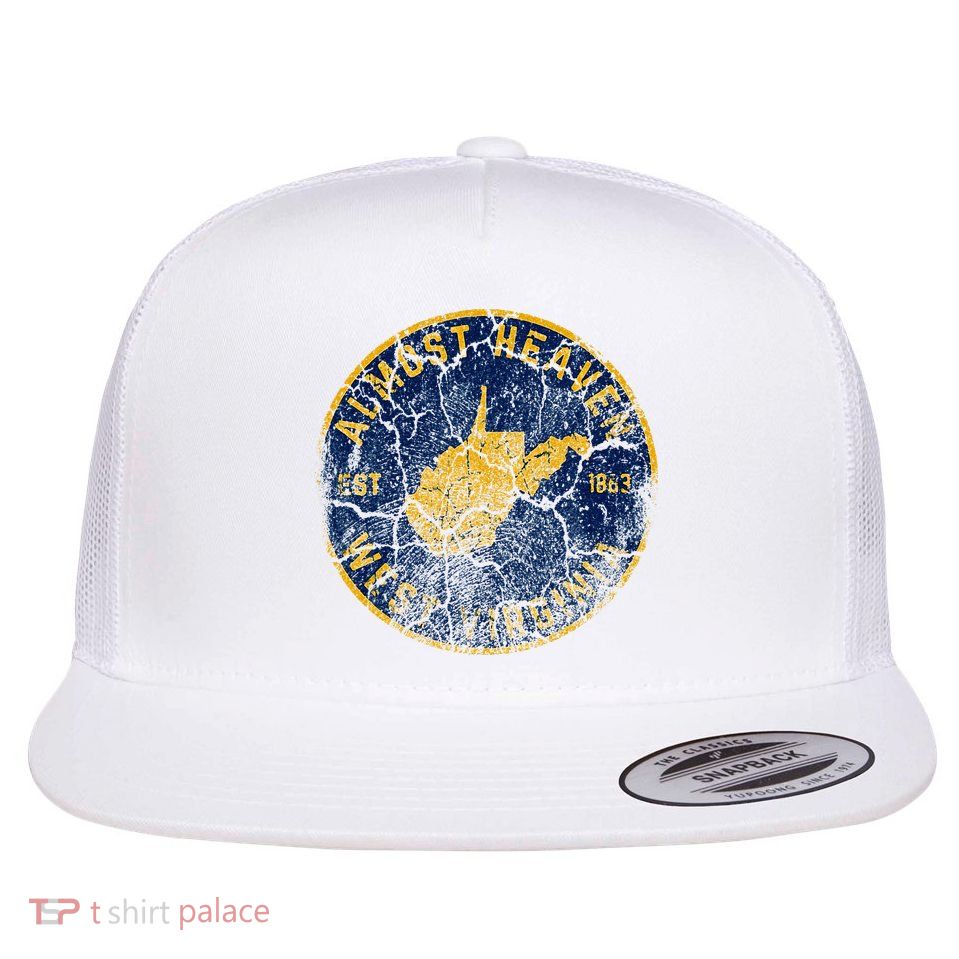 West Virginia Almost Heaven State Map WV Home Vintage 304 Flatbill Hat