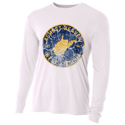 West Virginia Almost Heaven State Map WV Home Vintage 304 Cooling Performance Long Sleeve Crew