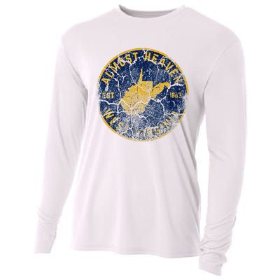 West Virginia Almost Heaven State Map WV Home Vintage 304 Cooling Performance Long Sleeve Crew