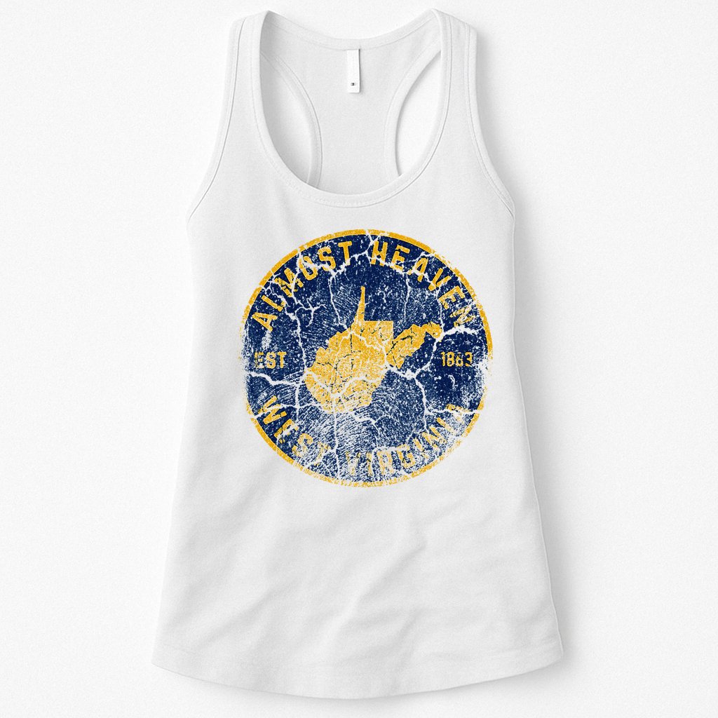 West Virginia Almost Heaven State Map WV Home Vintage 304 Womens Tank Top