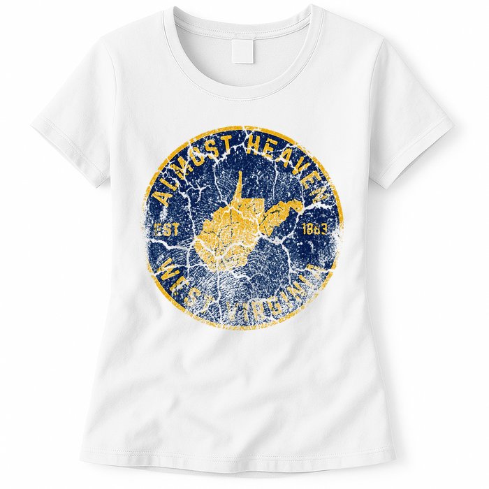 West Virginia Almost Heaven State Map WV Home Vintage 304 Womens T-Shirt