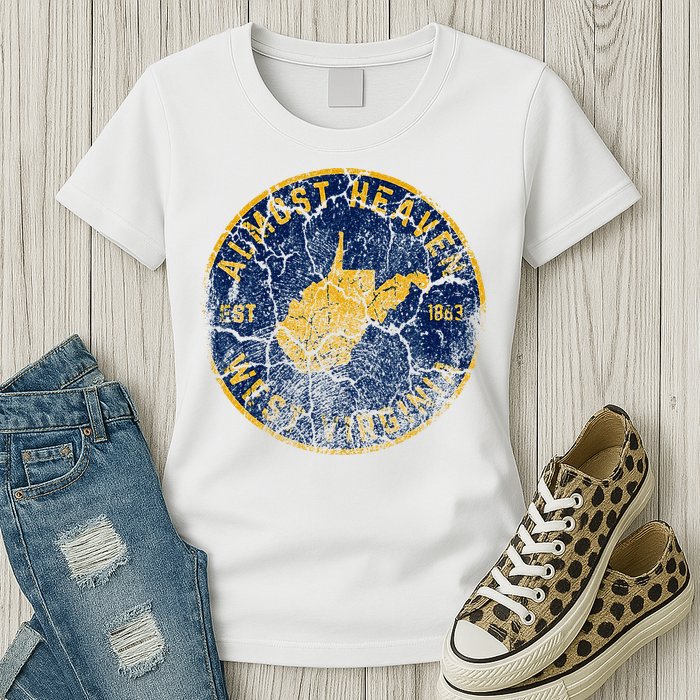West Virginia Almost Heaven State Map WV Home Vintage 304 Womens T-Shirt