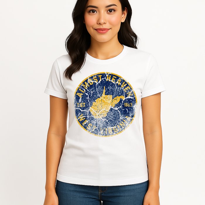 West Virginia Almost Heaven State Map WV Home Vintage 304 Womens T-Shirt