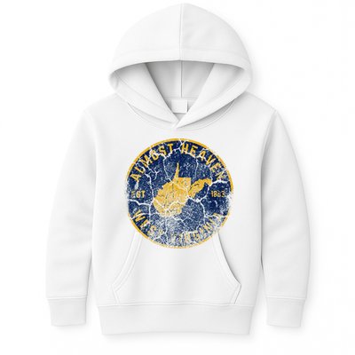 West Virginia Almost Heaven State Map WV Home Vintage 304 Kids Hoodie