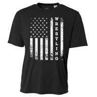 Wrestling Vintage American Flag Usa Quote Wrestler Wrestle Cooling Performance Crew T-Shirt