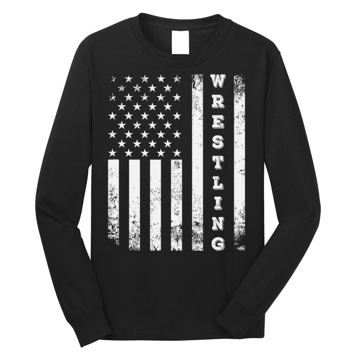 Wrestling Vintage American Flag Usa Quote Wrestler Wrestle Long Sleeve Shirt