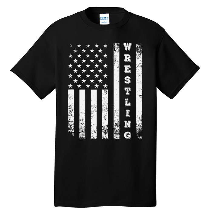 Wrestling Vintage American Flag Usa Quote Wrestler Wrestle Tall T-Shirt