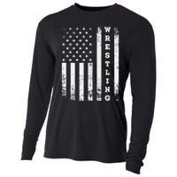 Wrestling Vintage American Flag Usa Quote Wrestler Wrestle Cooling Performance Long Sleeve Crew