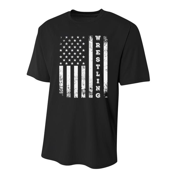 Wrestling Vintage American Flag Usa Quote Wrestler Wrestle Youth Performance Sprint T-Shirt