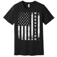 Wrestling Vintage American Flag Usa Quote Wrestler Wrestle Premium T-Shirt