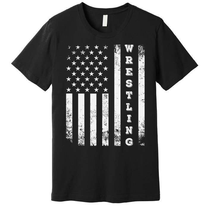 Wrestling Vintage American Flag Usa Quote Wrestler Wrestle Premium T-Shirt