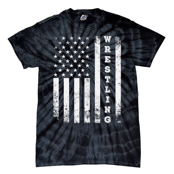 Wrestling Vintage American Flag Usa Quote Wrestler Wrestle Tie-Dye T-Shirt