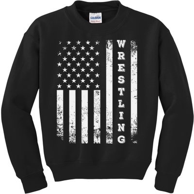 Wrestling Vintage American Flag Usa Quote Wrestler Wrestle Kids Sweatshirt