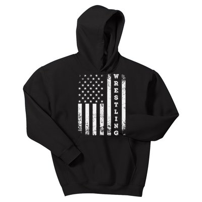 Wrestling Vintage American Flag Usa Quote Wrestler Wrestle Kids Hoodie