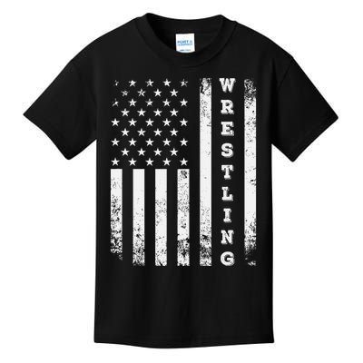 Wrestling Vintage American Flag Usa Quote Wrestler Wrestle Kids T-Shirt