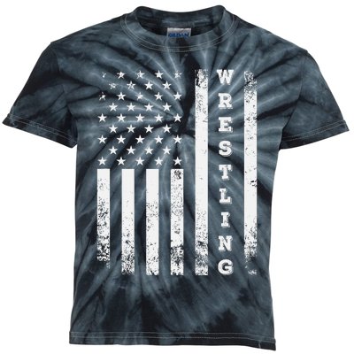 Wrestling Vintage American Flag Usa Quote Wrestler Wrestle Kids Tie-Dye T-Shirt