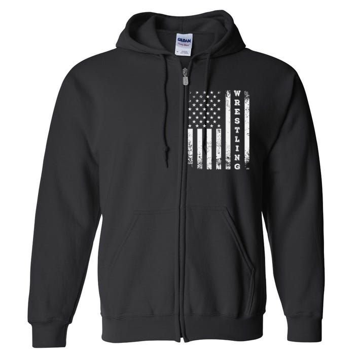 Wrestling Vintage American Flag Usa Quote Wrestler Wrestle Full Zip Hoodie