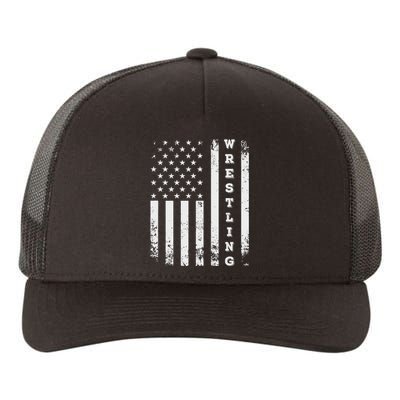 Wrestling Vintage American Flag USA Quote Wrestler Wrestle  Yupoong Adult 5-Panel Trucker Hat