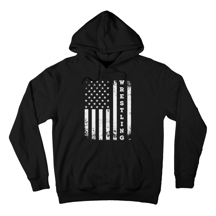 Wrestling Vintage American Flag USA Quote Wrestler Wrestle  Hoodie