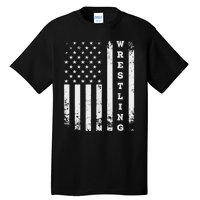 Wrestling Vintage American Flag USA Quote Wrestler Wrestle  Tall T-Shirt