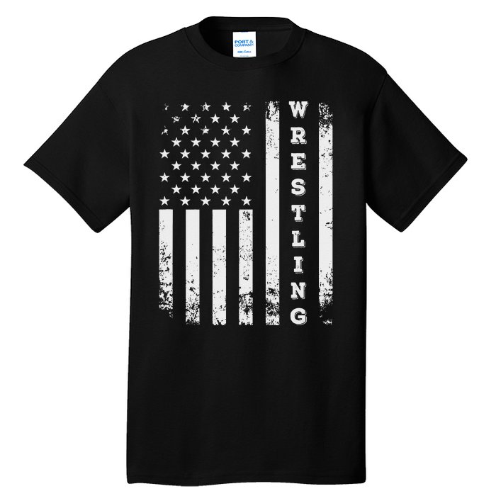 Wrestling Vintage American Flag USA Quote Wrestler Wrestle  Tall T-Shirt