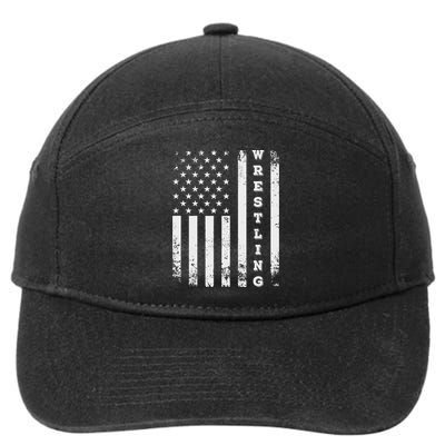 Wrestling Vintage American Flag USA Quote Wrestler Wrestle  7-Panel Snapback Hat