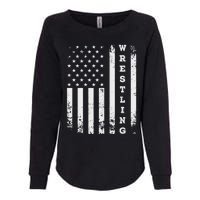 Wrestling Vintage American Flag USA Quote Wrestler Wrestle  Womens California Wash Sweatshirt