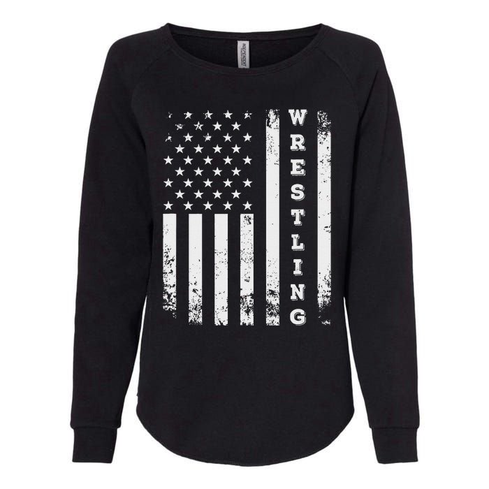 Wrestling Vintage American Flag USA Quote Wrestler Wrestle  Womens California Wash Sweatshirt