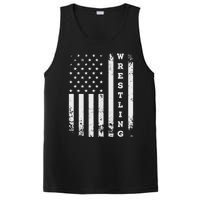 Wrestling Vintage American Flag USA Quote Wrestler Wrestle  PosiCharge Competitor Tank