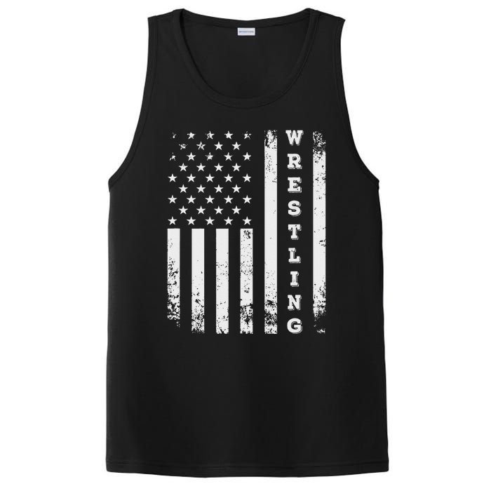 Wrestling Vintage American Flag USA Quote Wrestler Wrestle  PosiCharge Competitor Tank