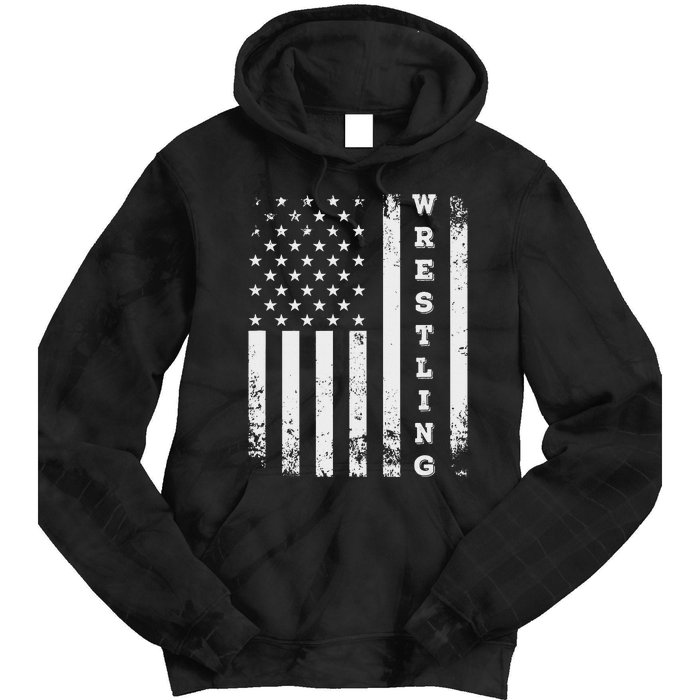 Wrestling Vintage American Flag USA Quote Wrestler Wrestle  Tie Dye Hoodie