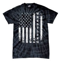 Wrestling Vintage American Flag USA Quote Wrestler Wrestle  Tie-Dye T-Shirt