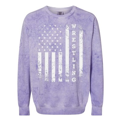 Wrestling Vintage American Flag Usa Quote Wrestler Wrestle Colorblast Crewneck Sweatshirt