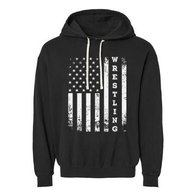 Wrestling Vintage American Flag Usa Quote Wrestler Wrestle Garment-Dyed Fleece Hoodie