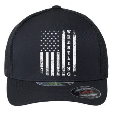 Wrestling Vintage American Flag Usa Quote Wrestler Wrestle Flexfit Unipanel Trucker Cap