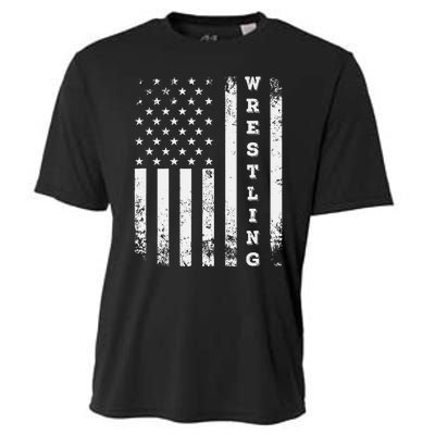 Wrestling Vintage American Flag Usa Quote Wrestler Wrestle Cooling Performance Crew T-Shirt