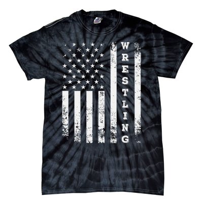 Wrestling Vintage American Flag Usa Quote Wrestler Wrestle Tie-Dye T-Shirt