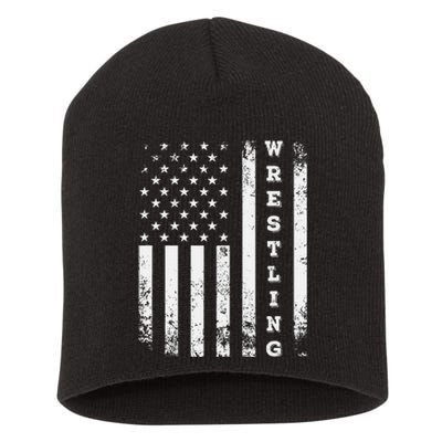 Wrestling Vintage American Flag Usa Quote Wrestler Wrestle Short Acrylic Beanie