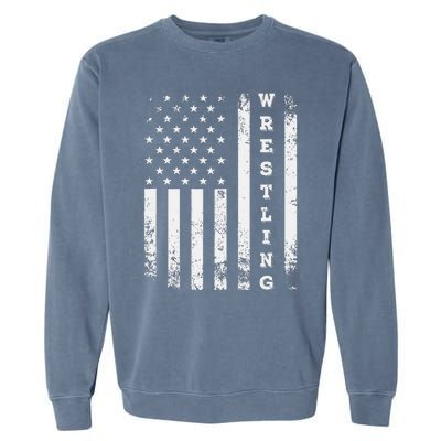 Wrestling Vintage American Flag Usa Quote Wrestler Wrestle Garment-Dyed Sweatshirt