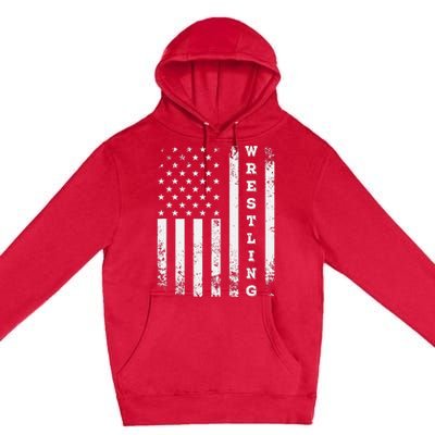 Wrestling Vintage American Flag Usa Quote Wrestler Wrestle Premium Pullover Hoodie