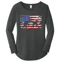 Wrestling Vintage American Flag Women's Perfect Tri Tunic Long Sleeve Shirt