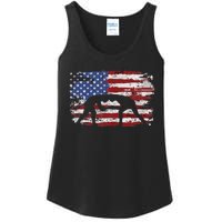 Wrestling Vintage American Flag Ladies Essential Tank