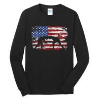 Wrestling Vintage American Flag Tall Long Sleeve T-Shirt